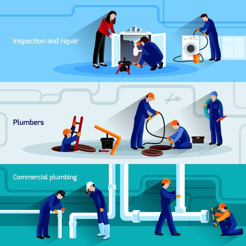 Plumber banner set vector