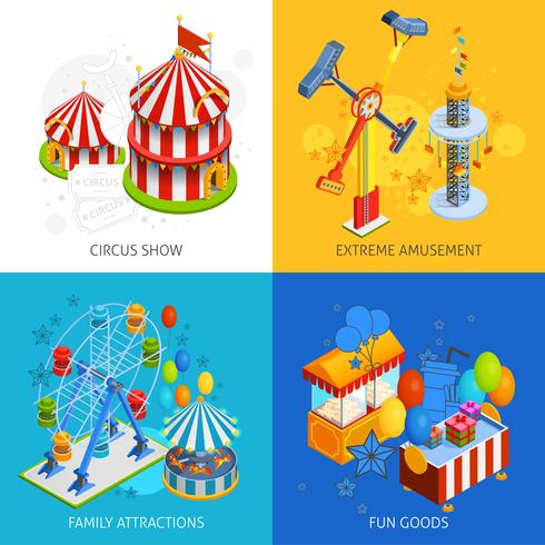 Amusement Park 2x2 Isometric Design Concept vector