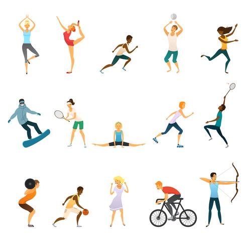 Sport People Flat Color Icons vector