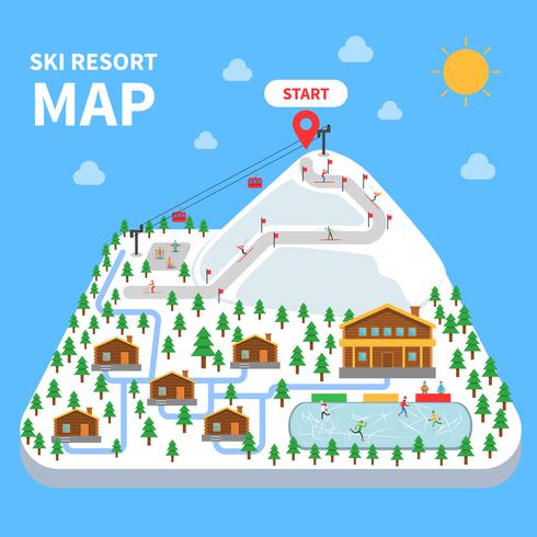 Ski resort map vector