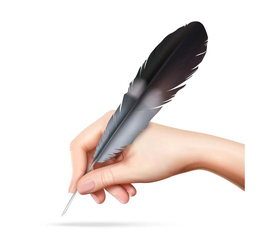 Pluma en la mano vector