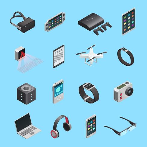 Conjunto de iconos isométricos de gadgets vector