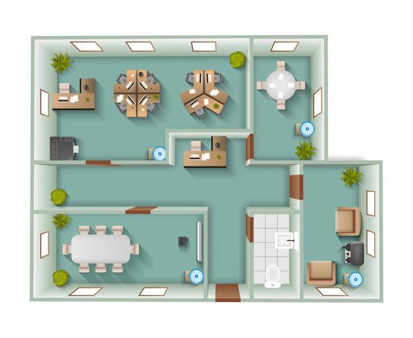 Office Interior Top View vector