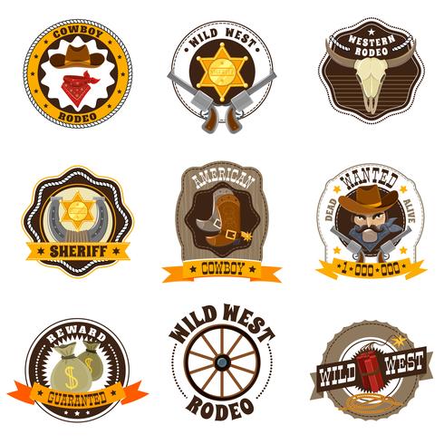 Cowboy Labels Set vector
