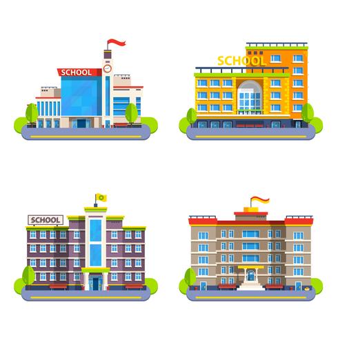 Edificios escolares modernos y clásicos vector