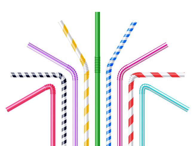 Drinking Straws Realistic Illustration vector