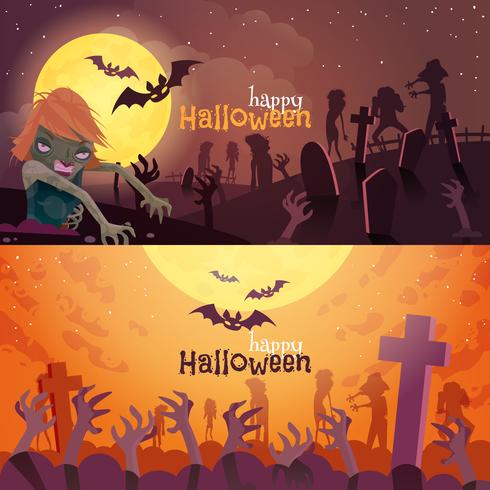 Conjunto de Banners de Halloween vector