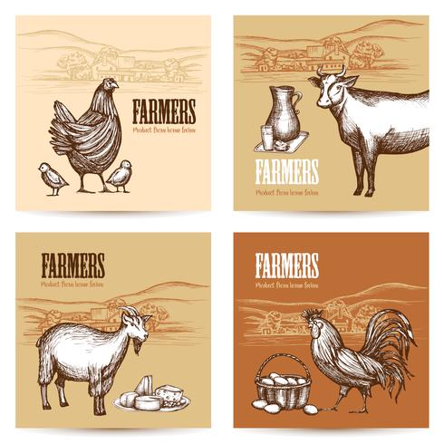 Farm Cards Set vector