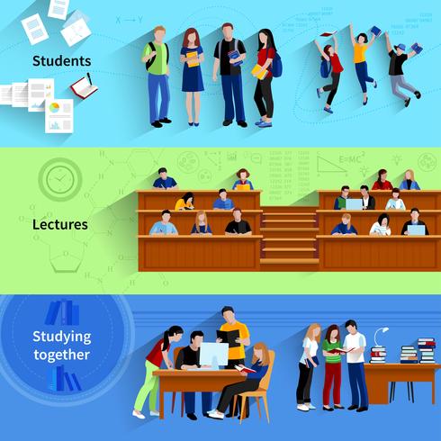 People At University Horizontal Banners vector