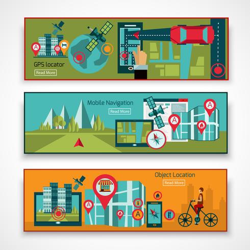 GPS Navigation Banner Set vector