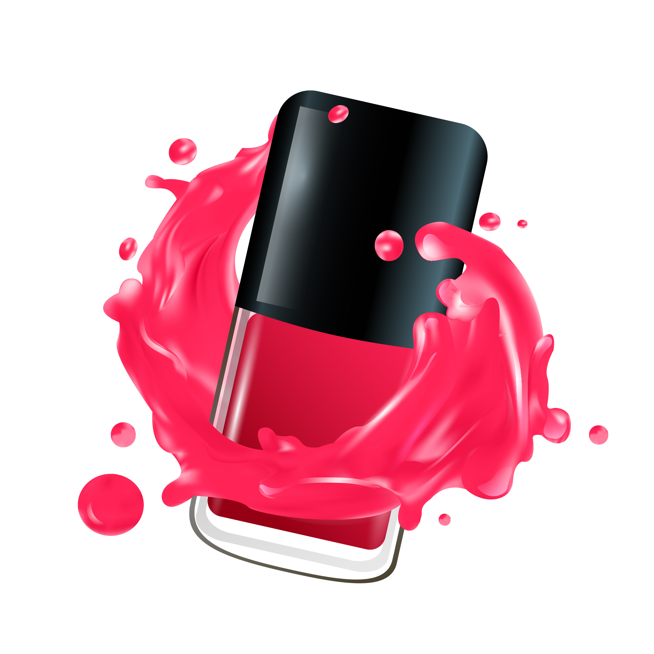 Nail polish in splash. Vector illustration. 484978 - Download Free