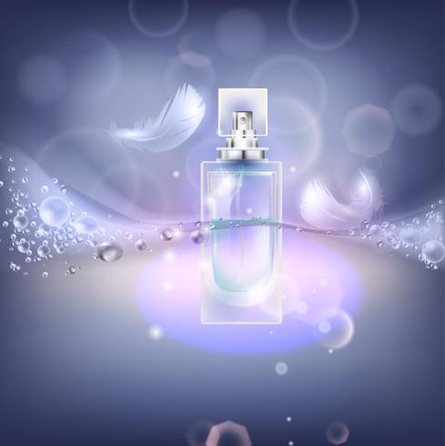 Vector el ejemplo de un perfume realista del estilo en una botella de cristal.