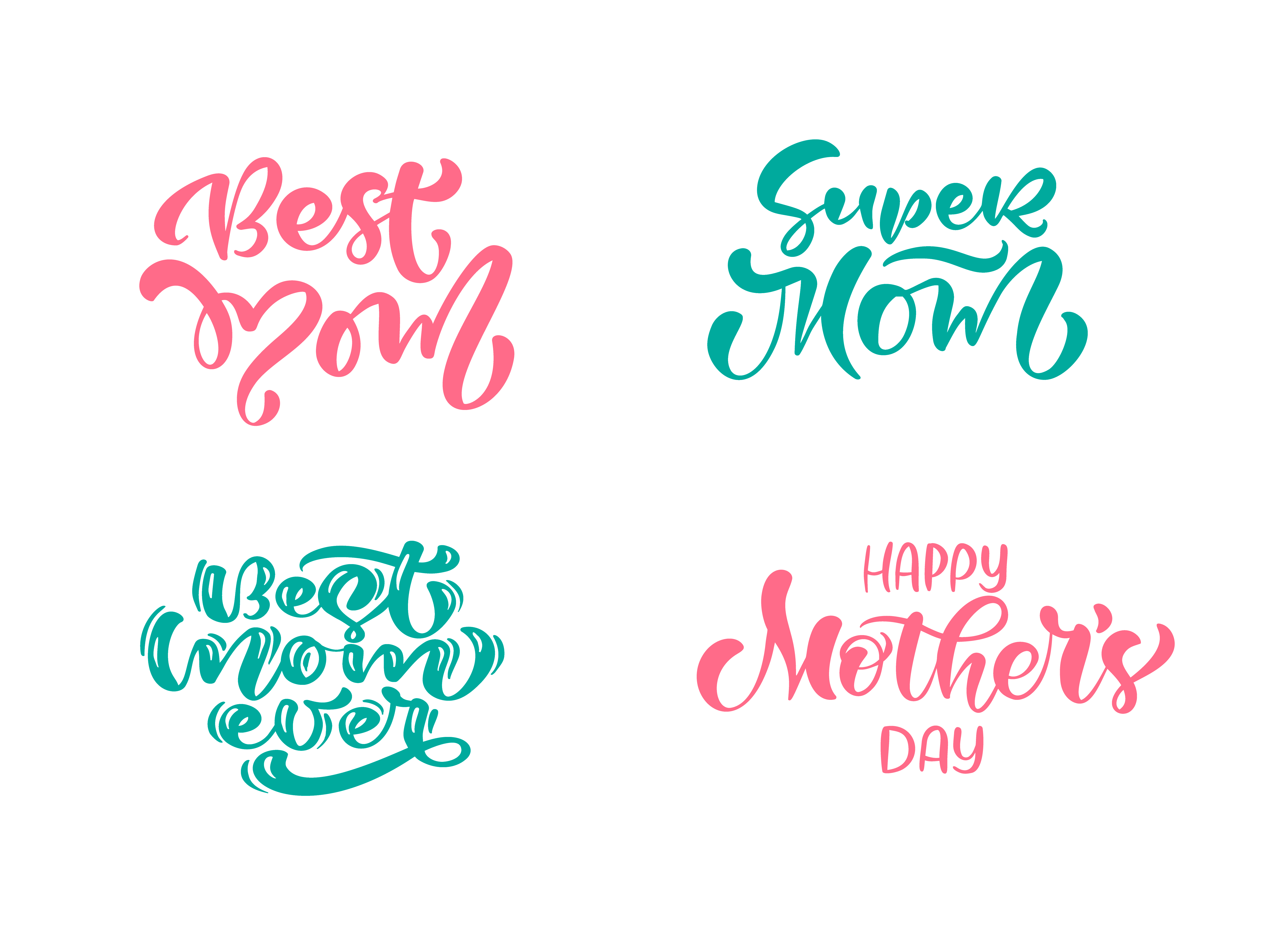Set of phrases on Happy Mothers Day. Vector lettering ...