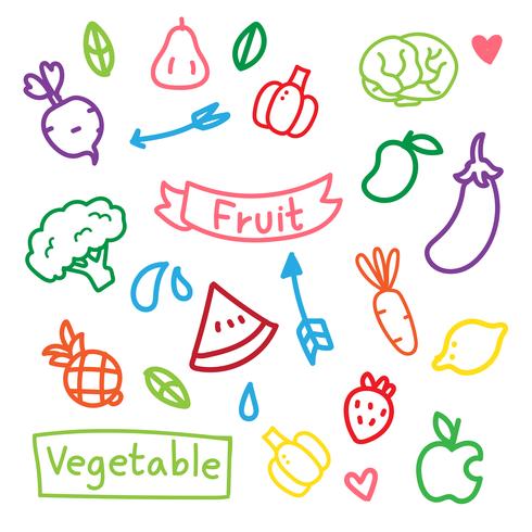 diseño vectorial de frutas y verduras vector