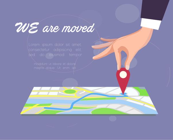 We are moved. Vector illustration.