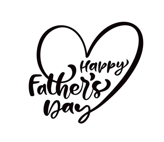 Feliz día del padre s letras negro vector de texto de caligrafía en la forma de un corazón. Frase manuscrita de letras modernas de la vendimia. La mejor ilustración de papá