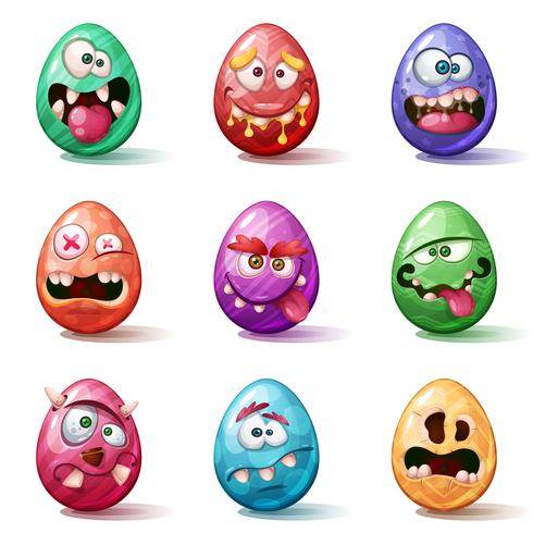 Dibujos animados de Pascua feliz. Establecer icono de huevo. vector