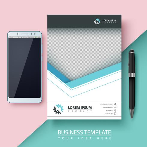 Business template. Paper, smartphone, pen. vector