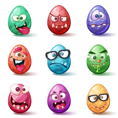 Dibujos animados de Pascua feliz. Establecer icono de huevo. vector