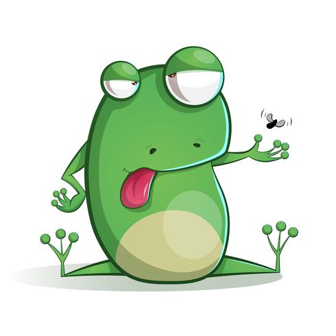 Cute, funny frog cartoon  vector