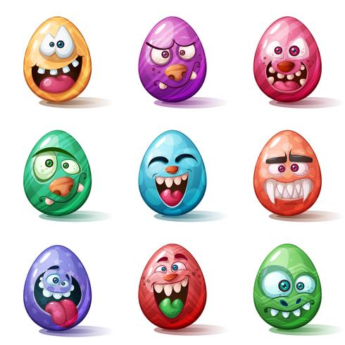 Dibujos animados de Pascua feliz. Establecer icono de huevo. vector