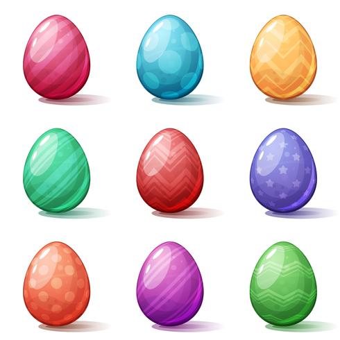 Dibujos animados de Pascua feliz. Establecer icono de huevo. vector