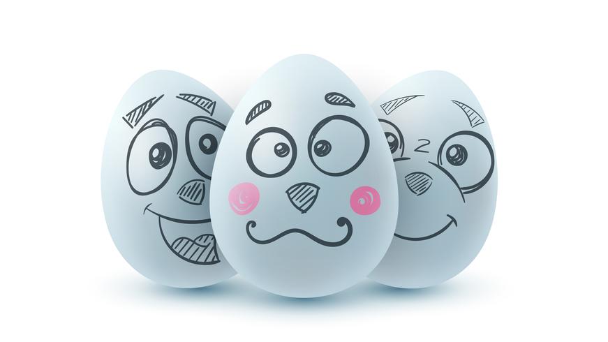 Happy easter. Three egg on the white background. vector