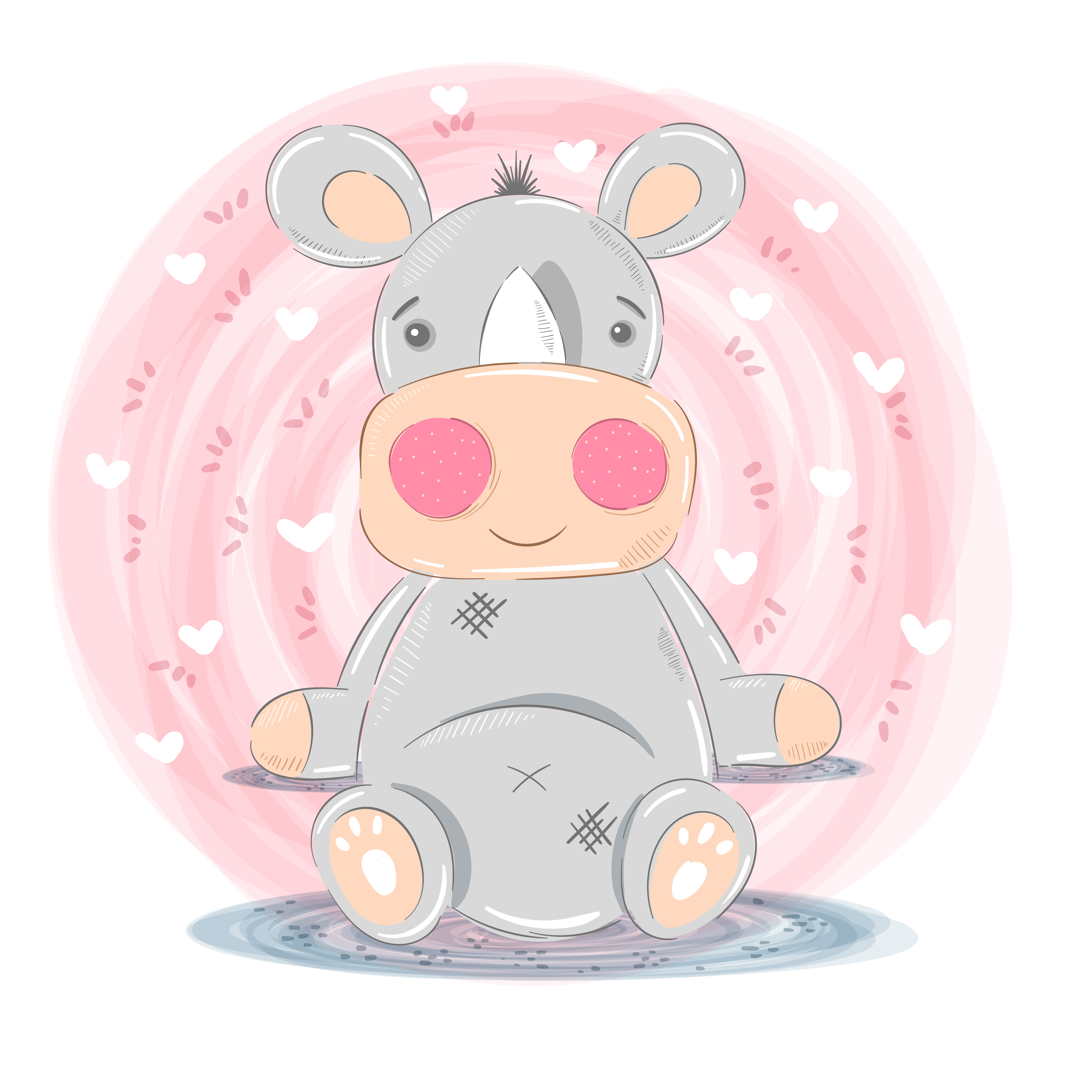 Download Cute rhino illustration - cartoon characters - Download Free Vectors, Clipart Graphics & Vector Art