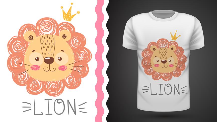 Lindo león - idea para camiseta estampada. vector