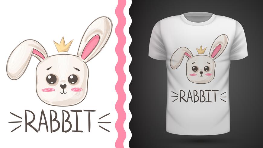 Cute rabbit - idea for print t-shirt. vector