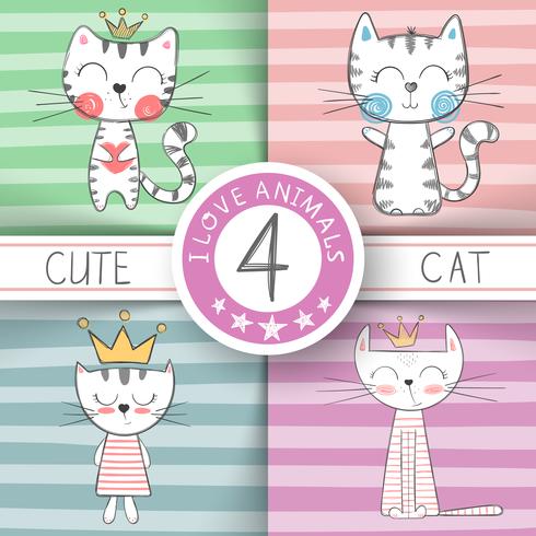 Cute little princess - cat characters vector