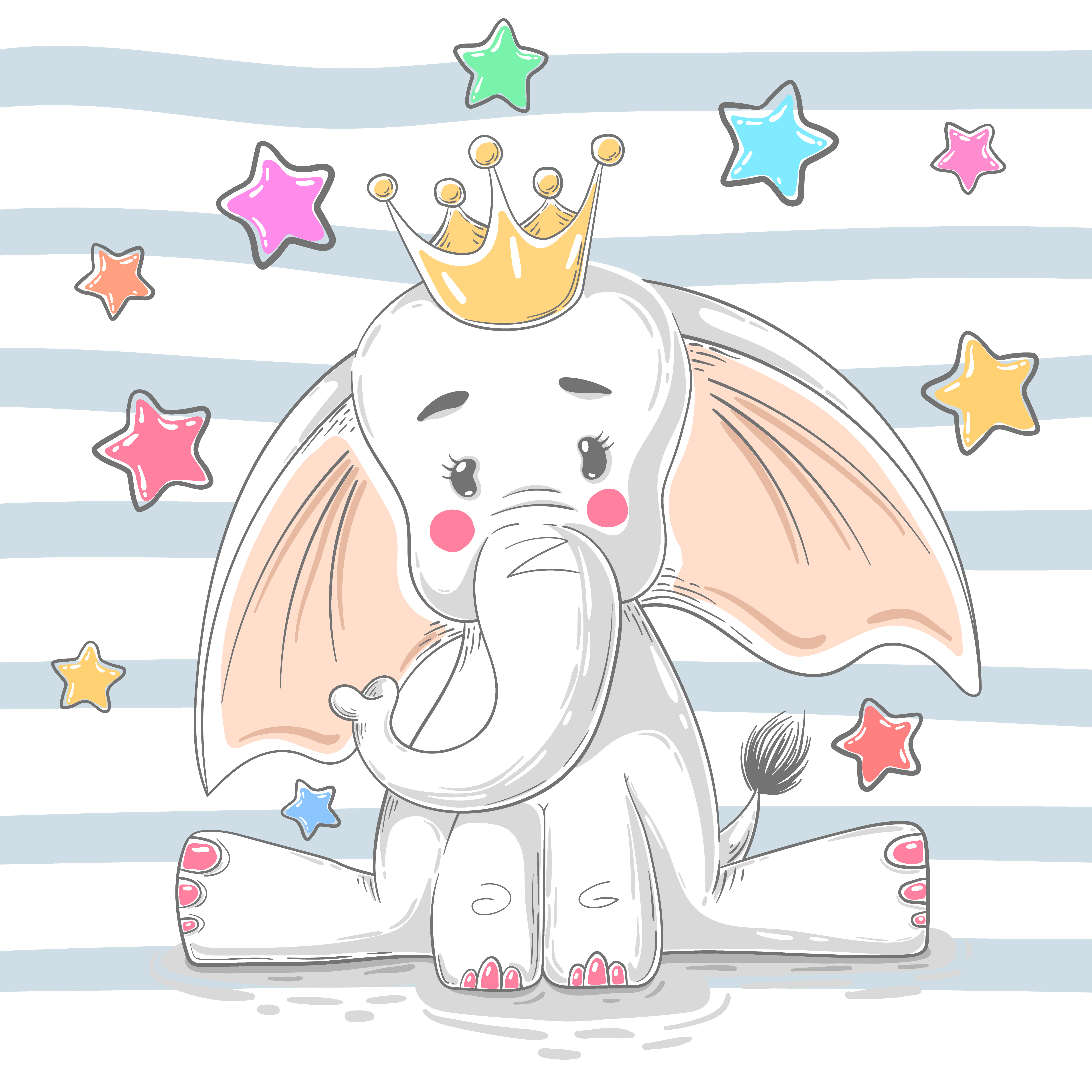 Download Cute princess elephant - cartoon characters. - Download Free Vectors, Clipart Graphics & Vector Art