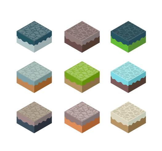 A set of isometric terrain vector