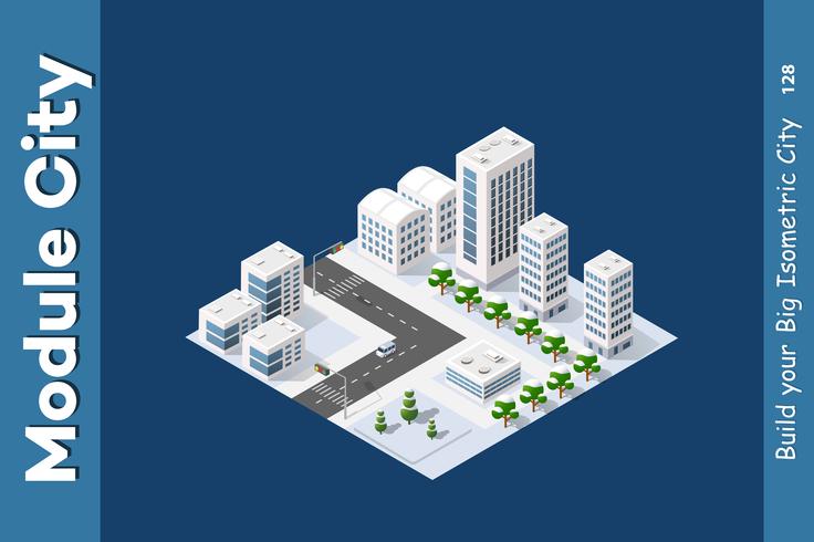 Winter isometric city vector