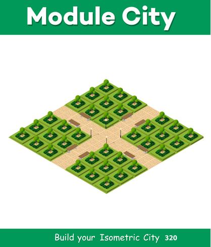 Isometric 3d park with a green vector