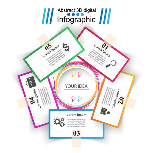 Ejemplo del vector del estilo de la papiroflexia de Infographics del negocio.