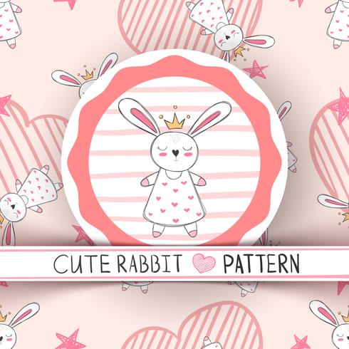 Cute little princess - rabbit cartoon. vector