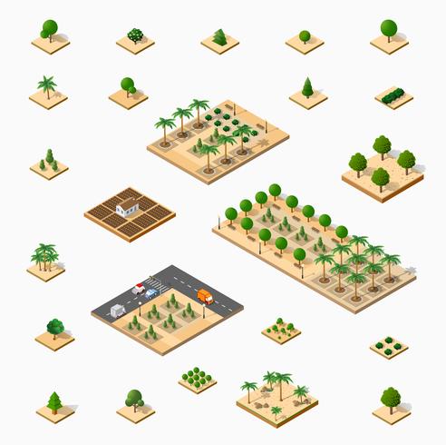 Isometric 3D set park vector