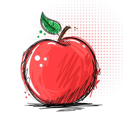 Tinta y marcador - ilustración de manzana vector