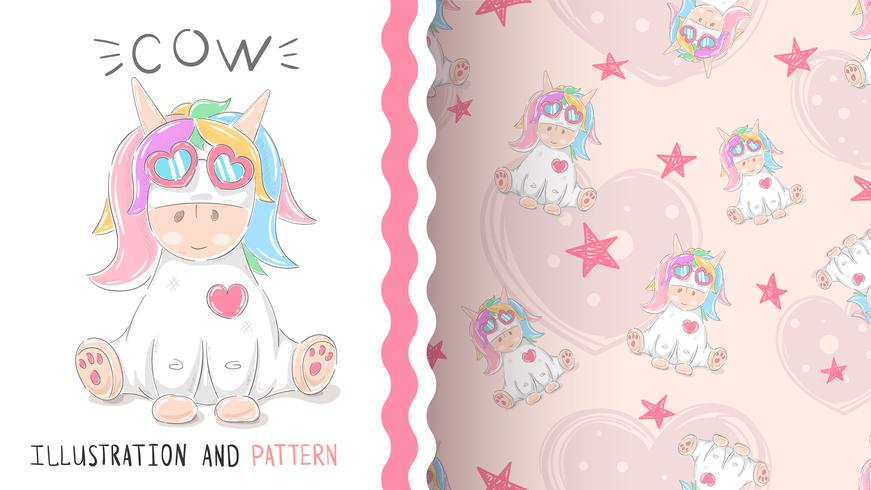 Cute teddy unicorn- seamless pattern vector