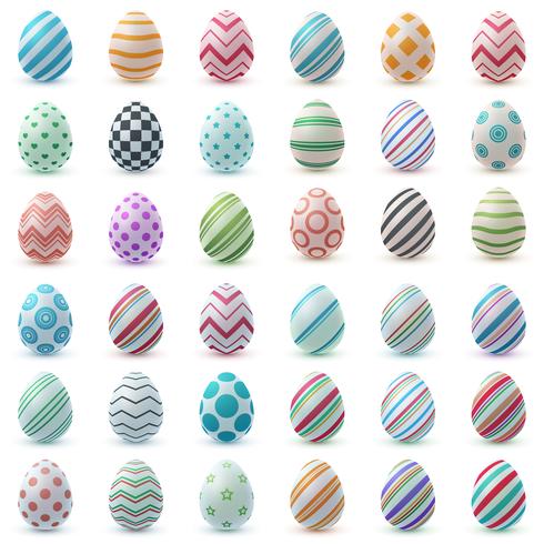 Establecer color huevo realista. Felices Pascuas. vector