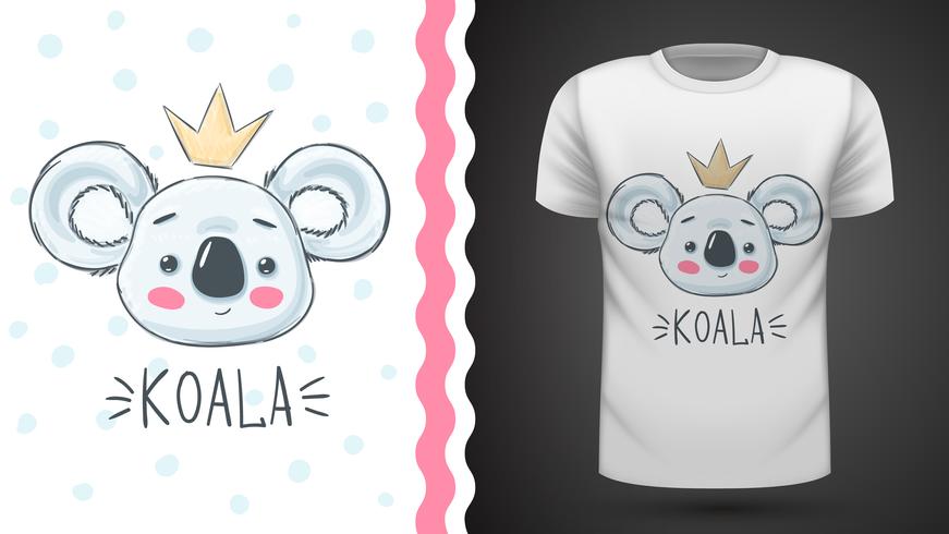 Koala linda - idea para imprimir camiseta. vector