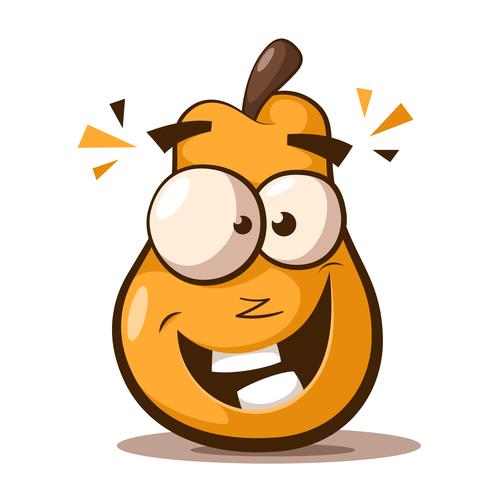 Cute, funny pear cartoon characters. vector