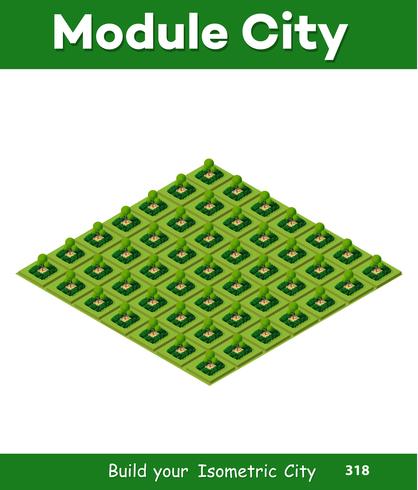 Isometric 3d park with a green vector