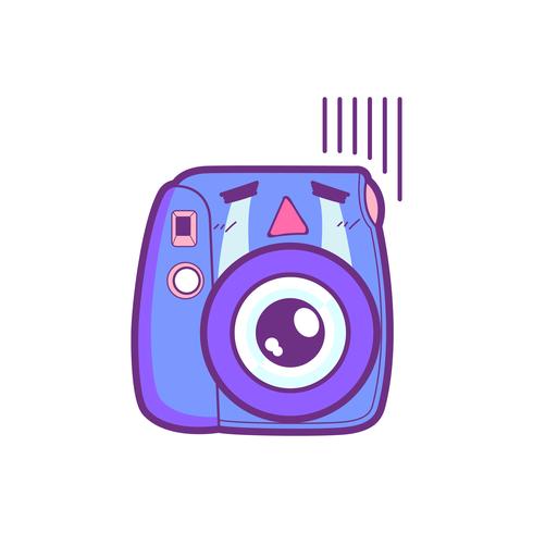 cute camera sticker emoticon vector