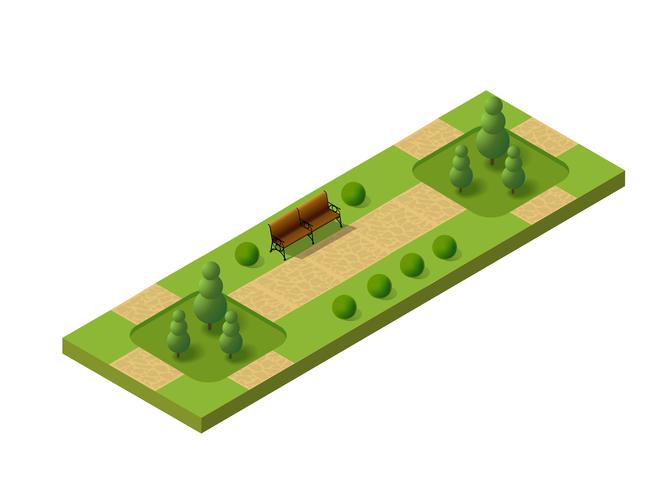 Parque isométrico en 3D vector