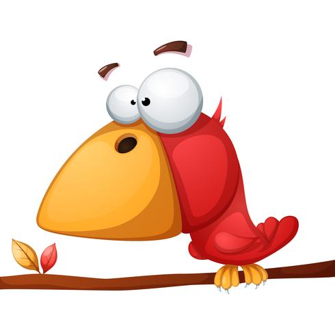 Cute, funny, crazy bird illustration. vector