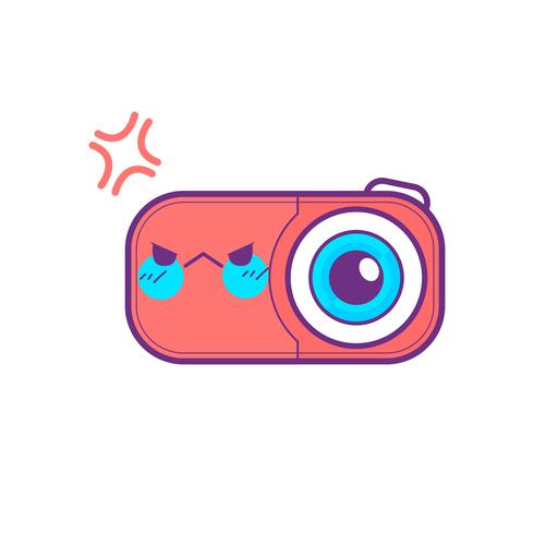 cute camera sticker emoticon vector