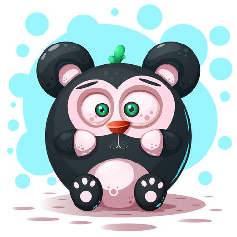 Lindo, divertido - personaje de dibujos animados panda. vector