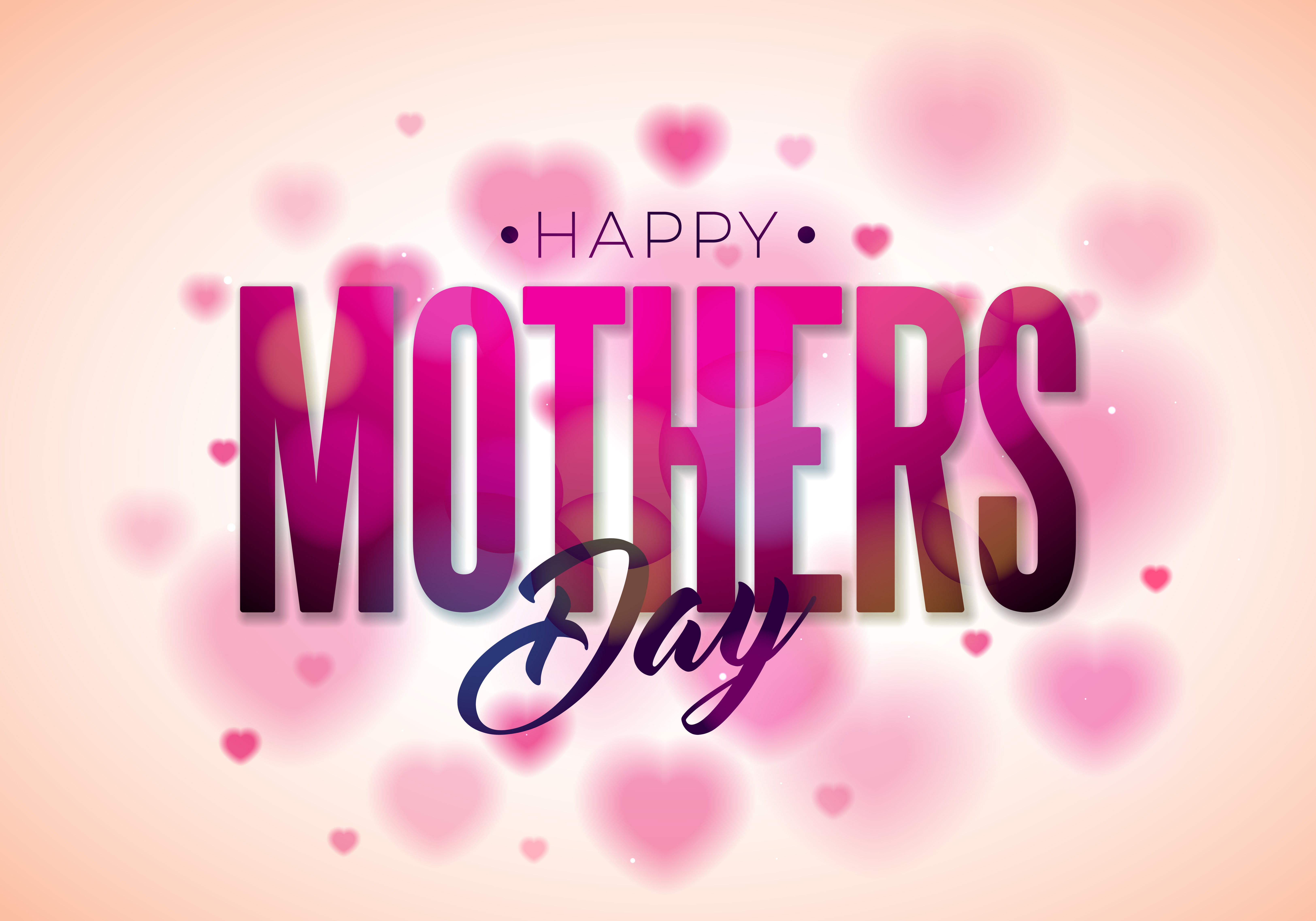 Happy Mothers Day Greeting Card Design With Flower And Typographic 